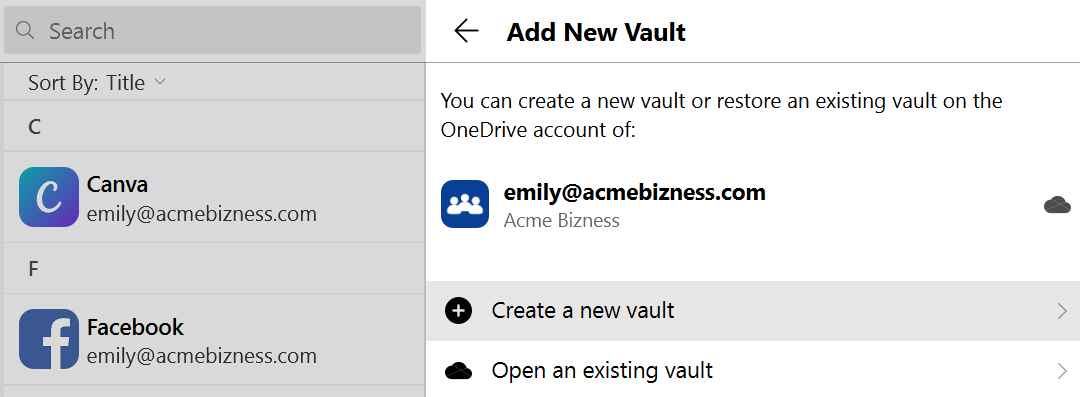 Create multiple business vaults in Enpass